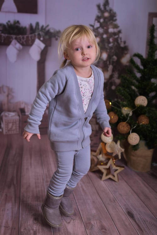 Kardigan bluza dzianinowa- jasnoszary melanż Rozmiar 62/68